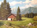 Paisaje alpino con refugio